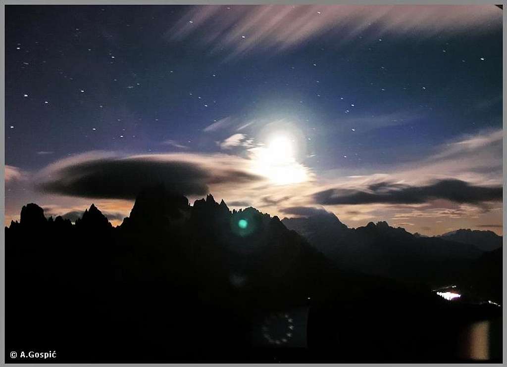 Windy night in Dolomites