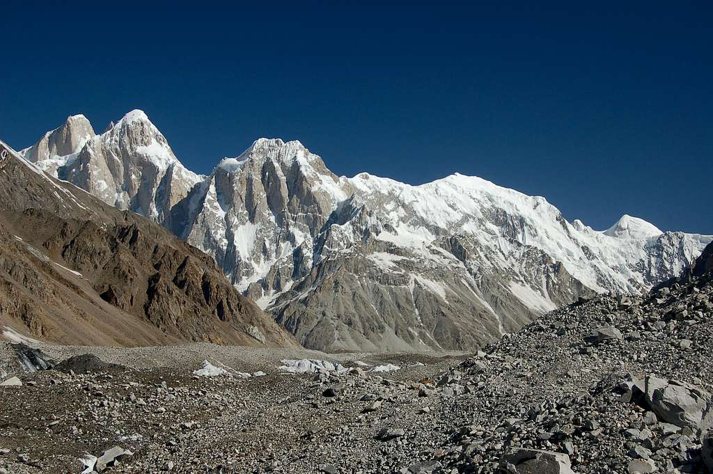 The Pumari Chhish massif above the Jutmo Glacier