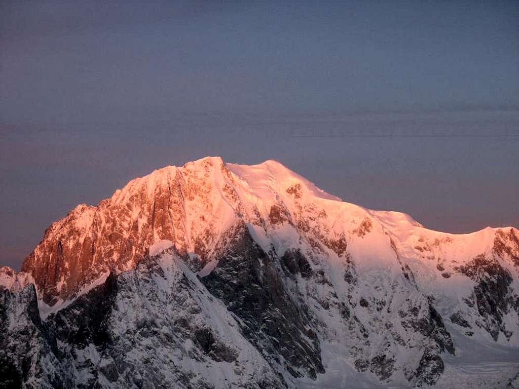 South face of Mont Blanc illuminated by morning sun