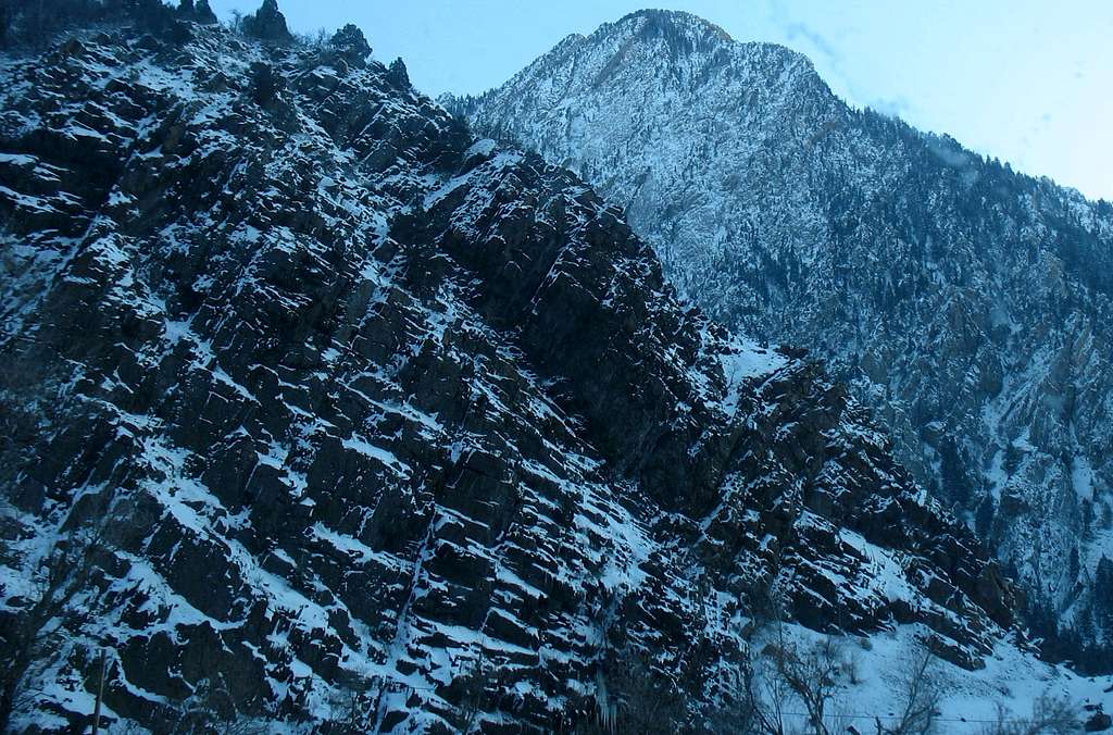 Storm Mountain from main road in Big Cottonwood Canyon