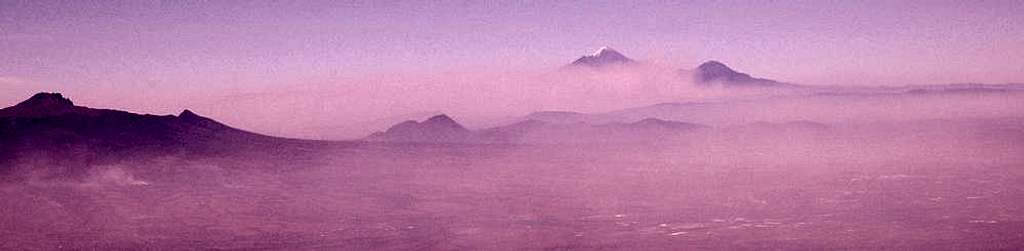 La Malinche and Pico de Orizaba from Iztaccihuatl