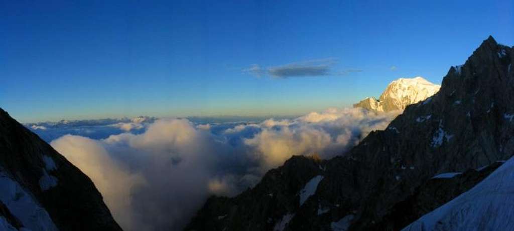 View from the Whymper Rib - Mont Blanc at sunrise