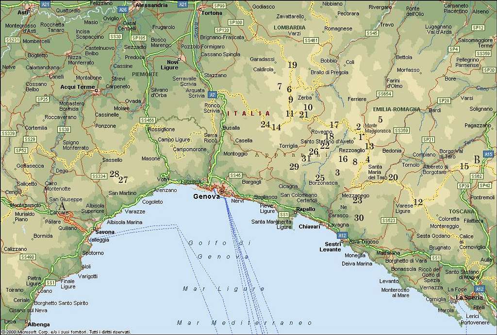 Ligurian Apennine map