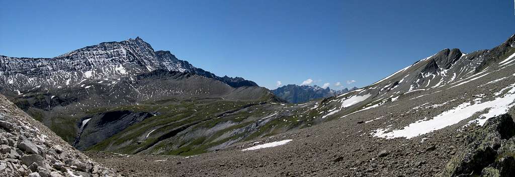 Col de la Seigne <i>2514m</i> at the head of val Veny,  along the Mont Blanc Tour