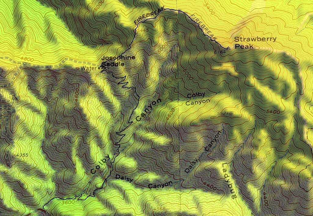 GPS Track of Route to Strawberry Peak