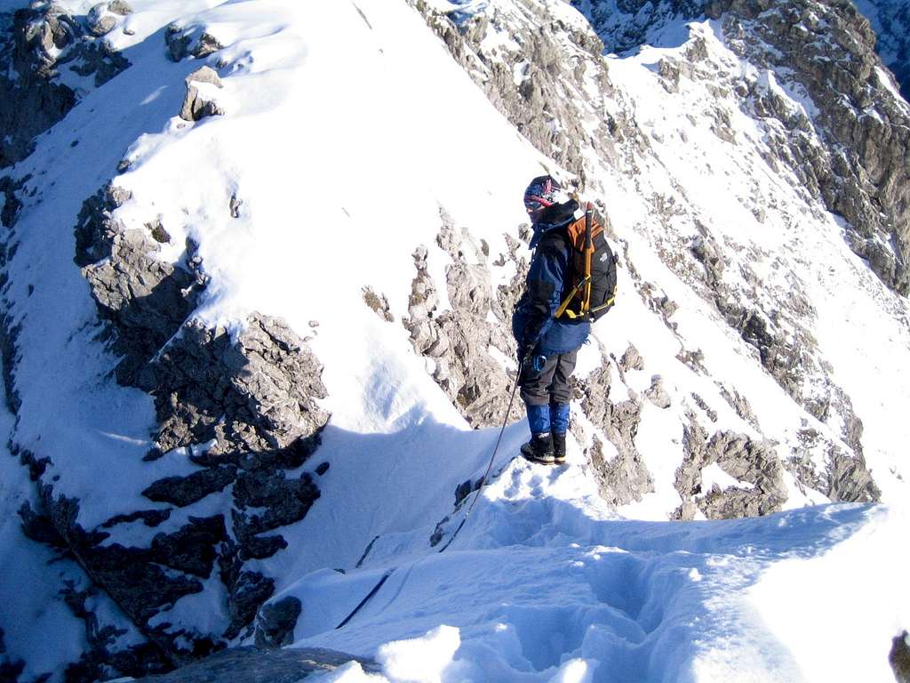 Winter ascent: Sharp  ridge