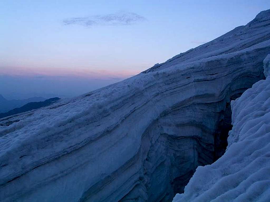 Dawn on Lys glacier,...