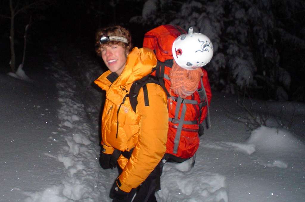 Hiking in the Evening Snow