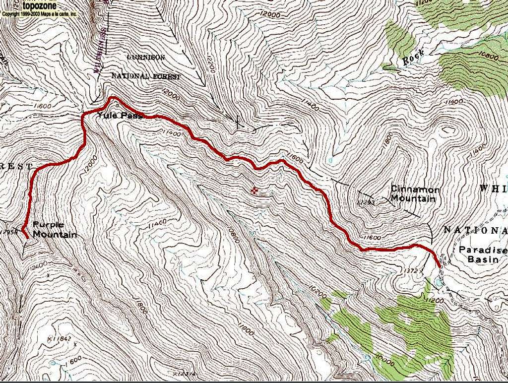 Purple Mountain's North Ridge Route