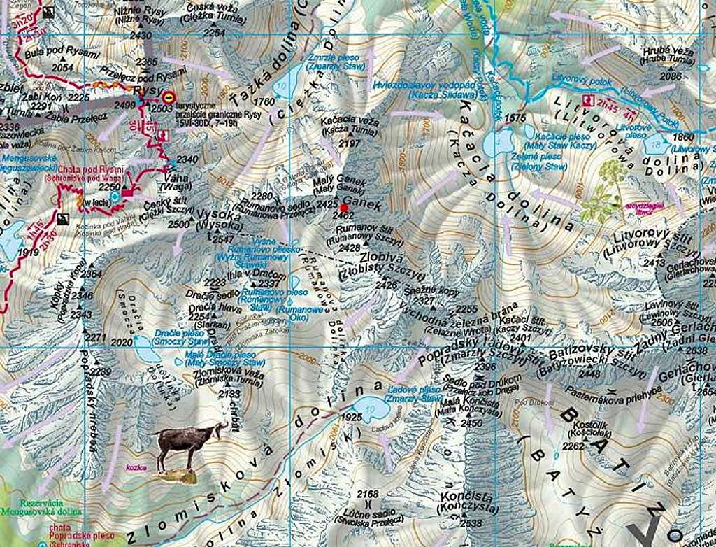 Ganek peak area - Map