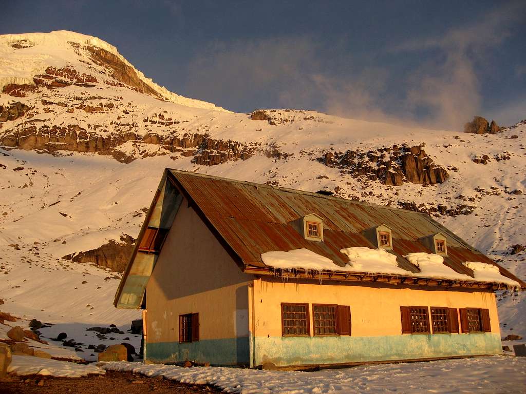 Whymper Hut at sunset