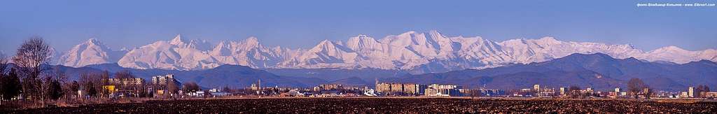Central Caucasus morning view from Nalchik city.
