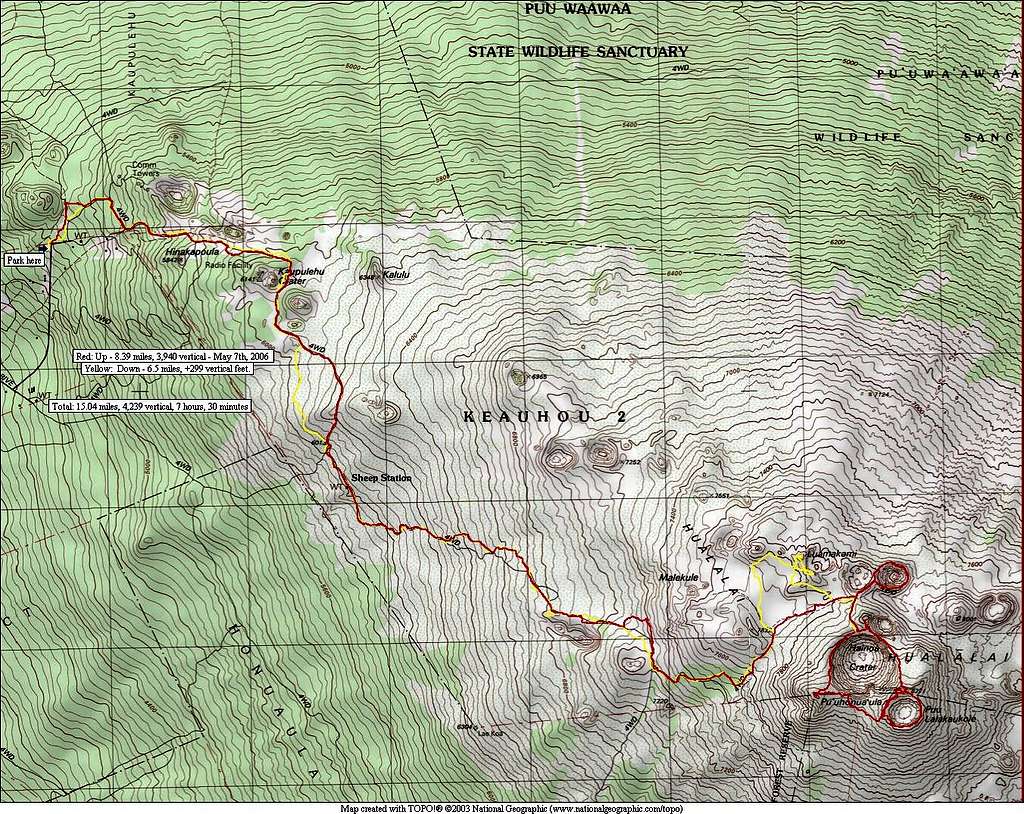 Map of a route to the summit.