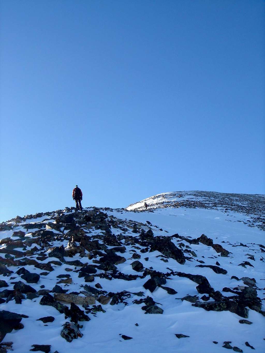 Shadows on upper slopes of Quandary's East Ridge