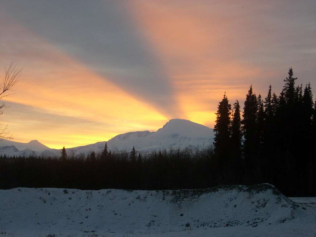 Sunset on the Wrangell Mountains