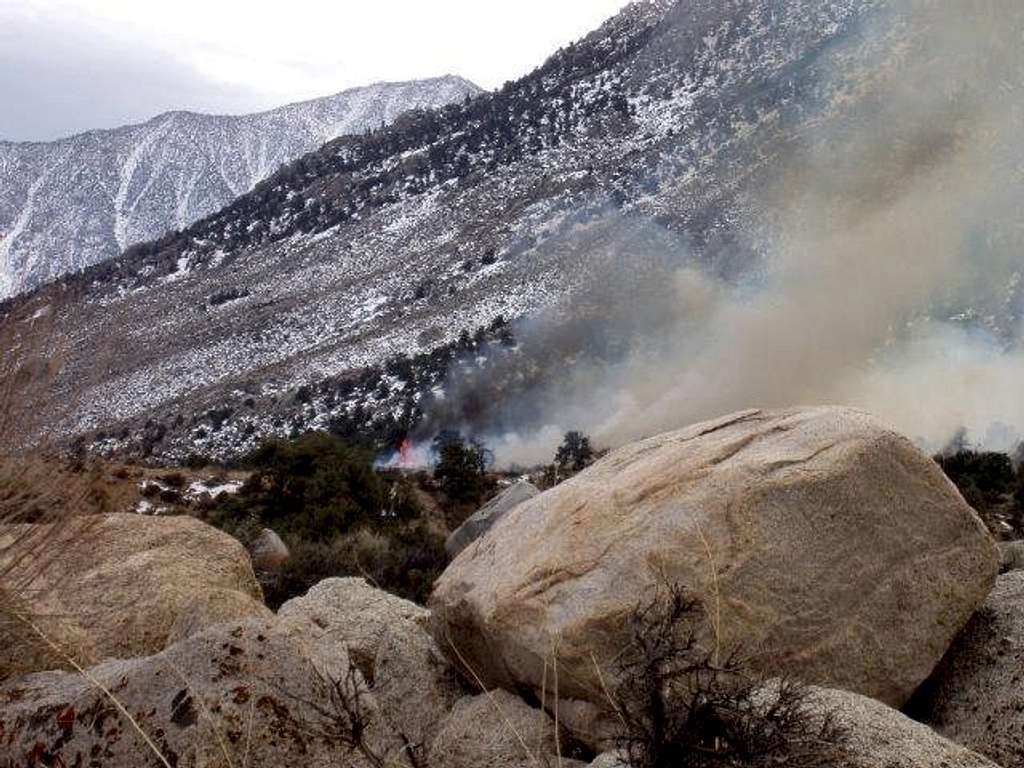 Fire at the base of Mt. Whitney