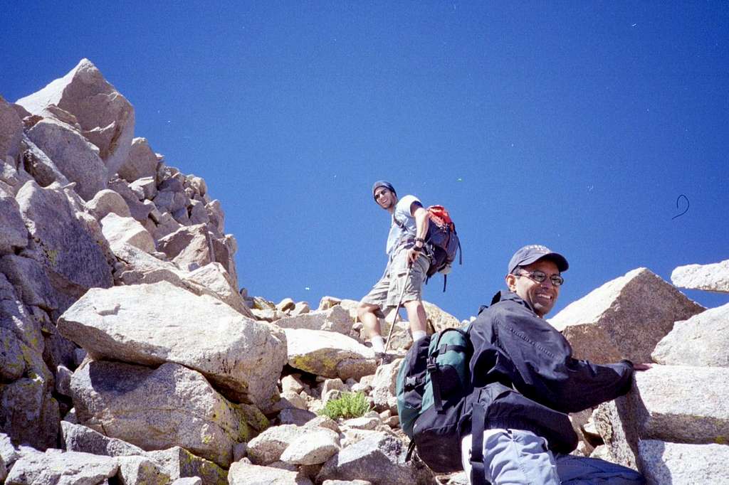 Sid and Dave Scrambling up Boundary ridge