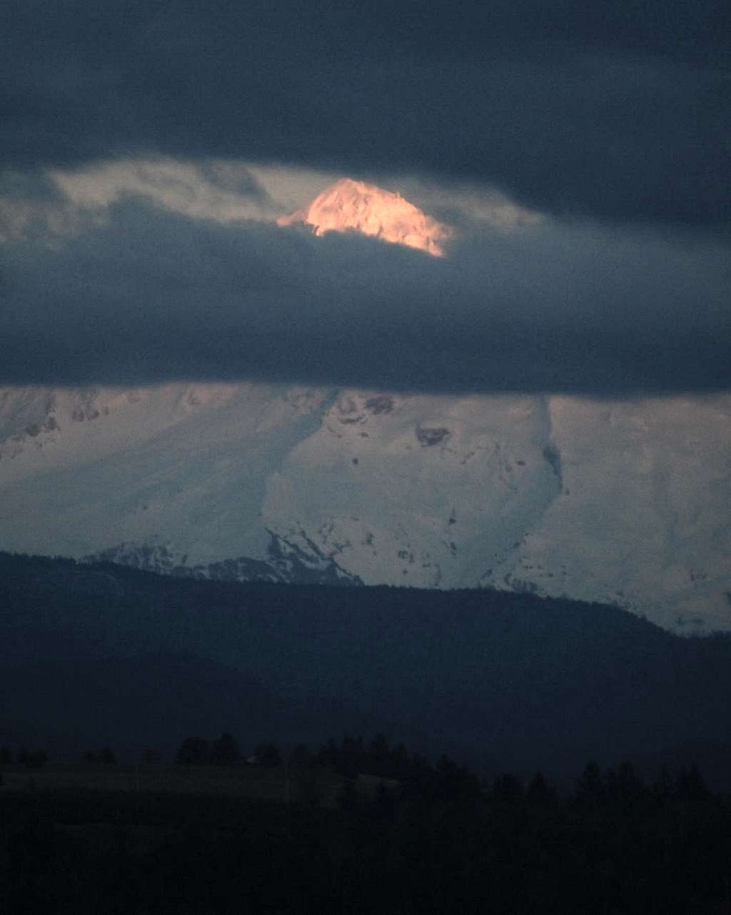 Clouds moving in at sunset, Mt. Hood