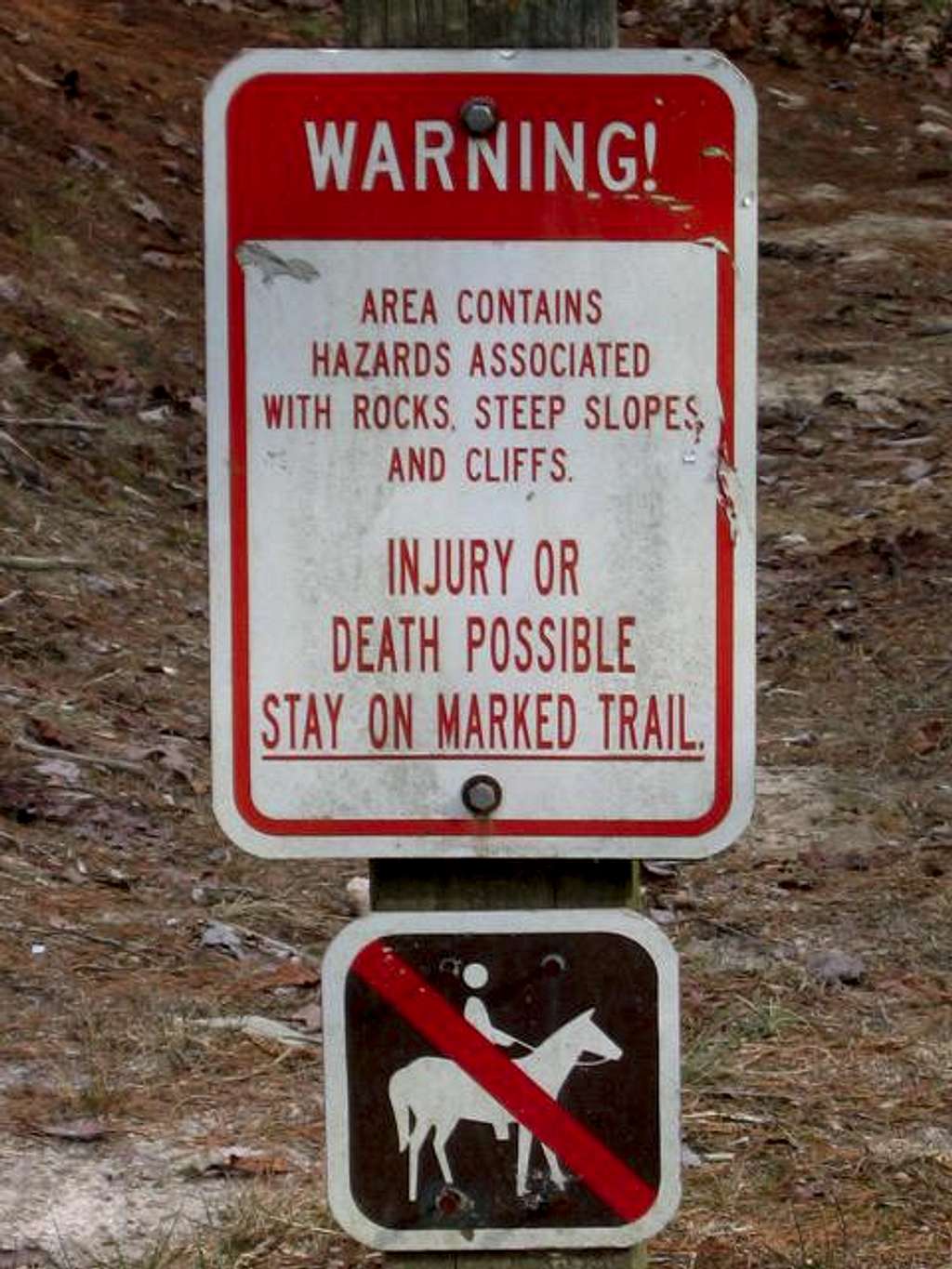 Warning sign at Little River Falls.