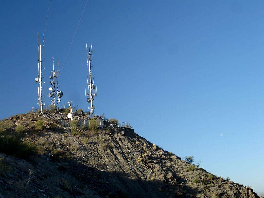 Transmission tower dotted summit
