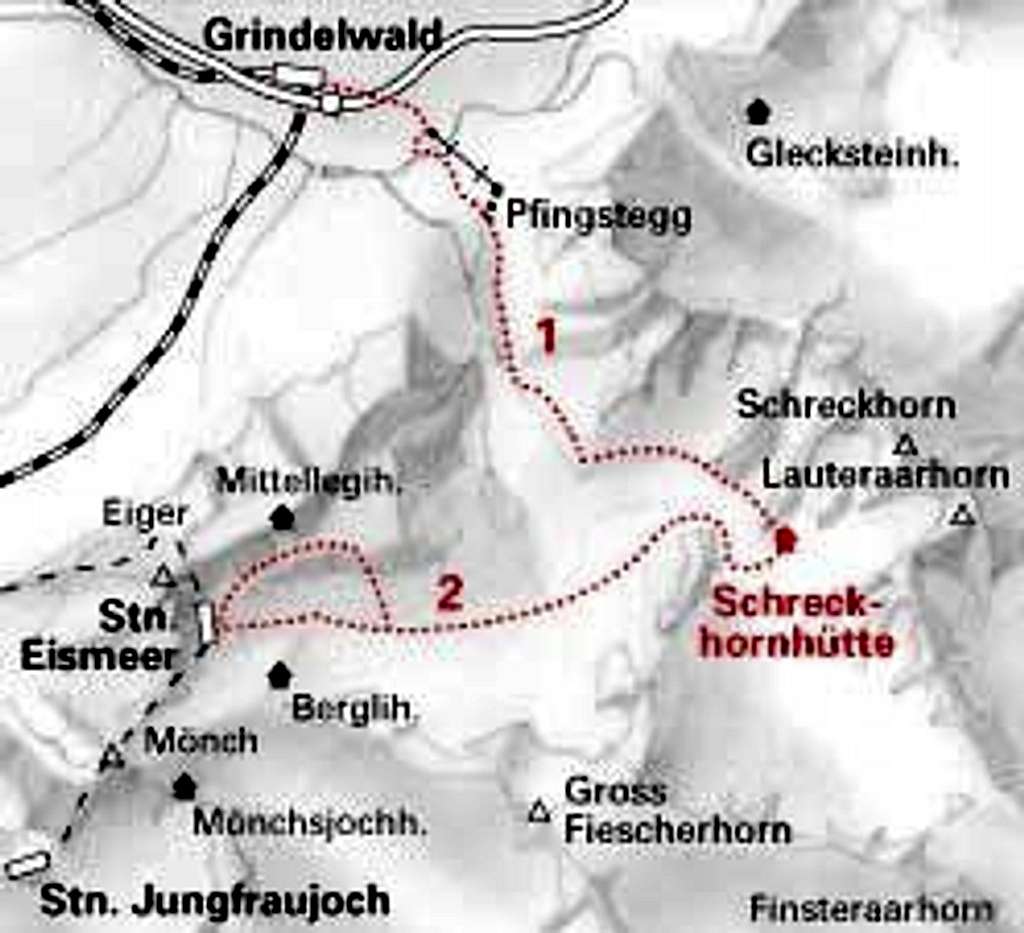 Route to Schreckhorn hut