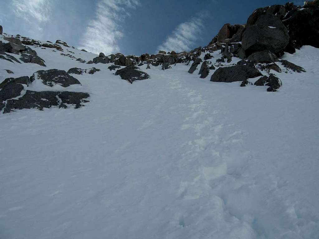 part way up North Couloir of Thunderbolt