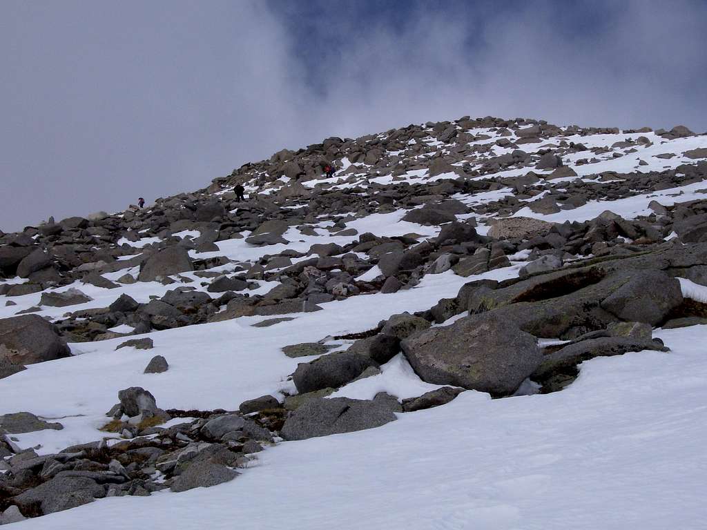 Climbers approaching the summit of Shavano