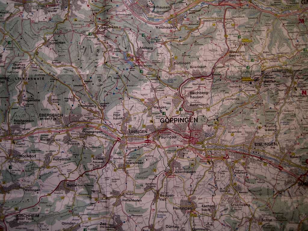Map of area Göppingen with Hohenstaufen