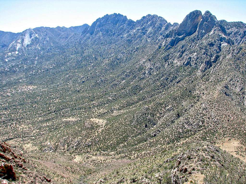 East side of Organ Mountains from Baylor Peak summit