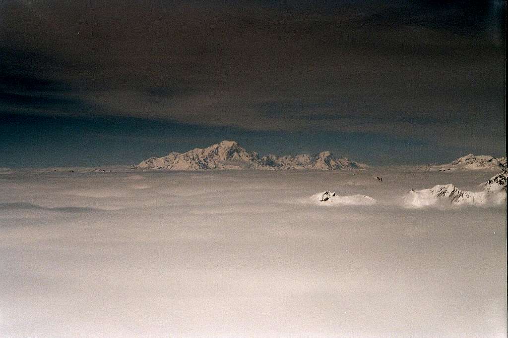 Mont Blanc over a sea of clouds