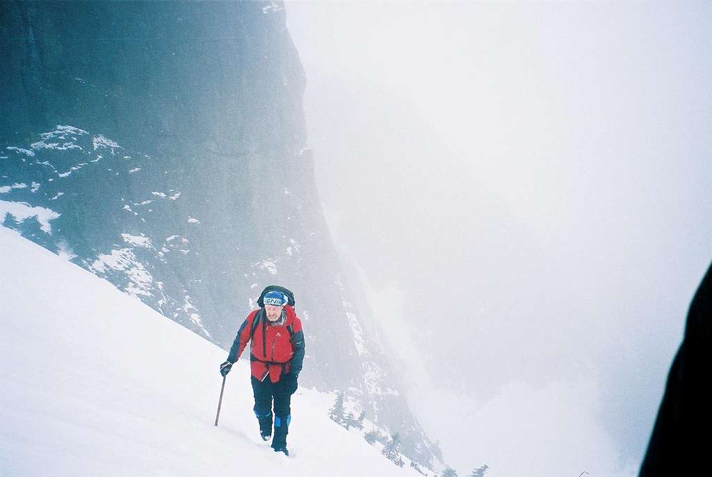 Sandy Briggs in the Main Snow Gully
