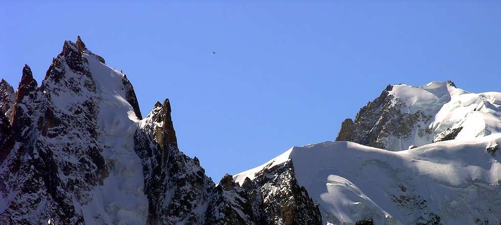 L'aiguille du Plan (3673 m) e il Mont Blanc du Tacul (4248 m)