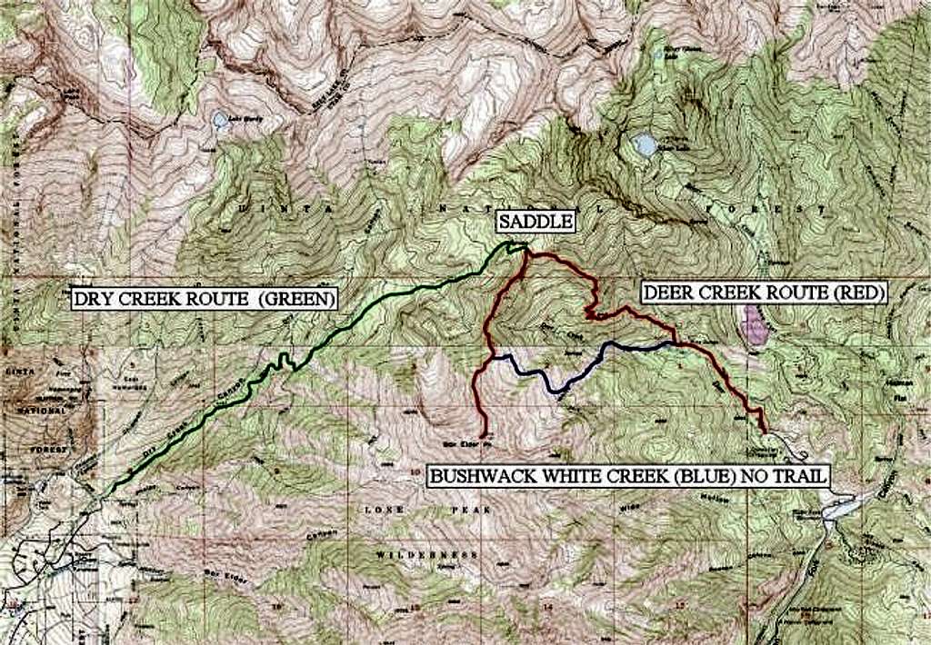 Red route is Deer Creek trail