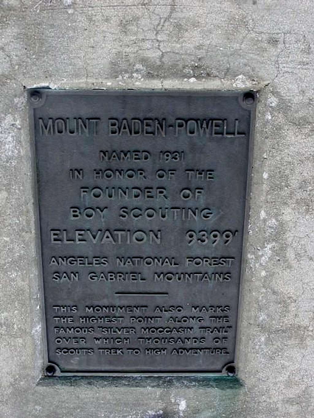 Plaque for Baden-Powell