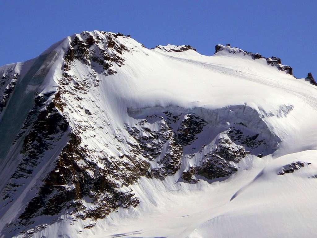 Ski traces on the summit of Gran Paradiso