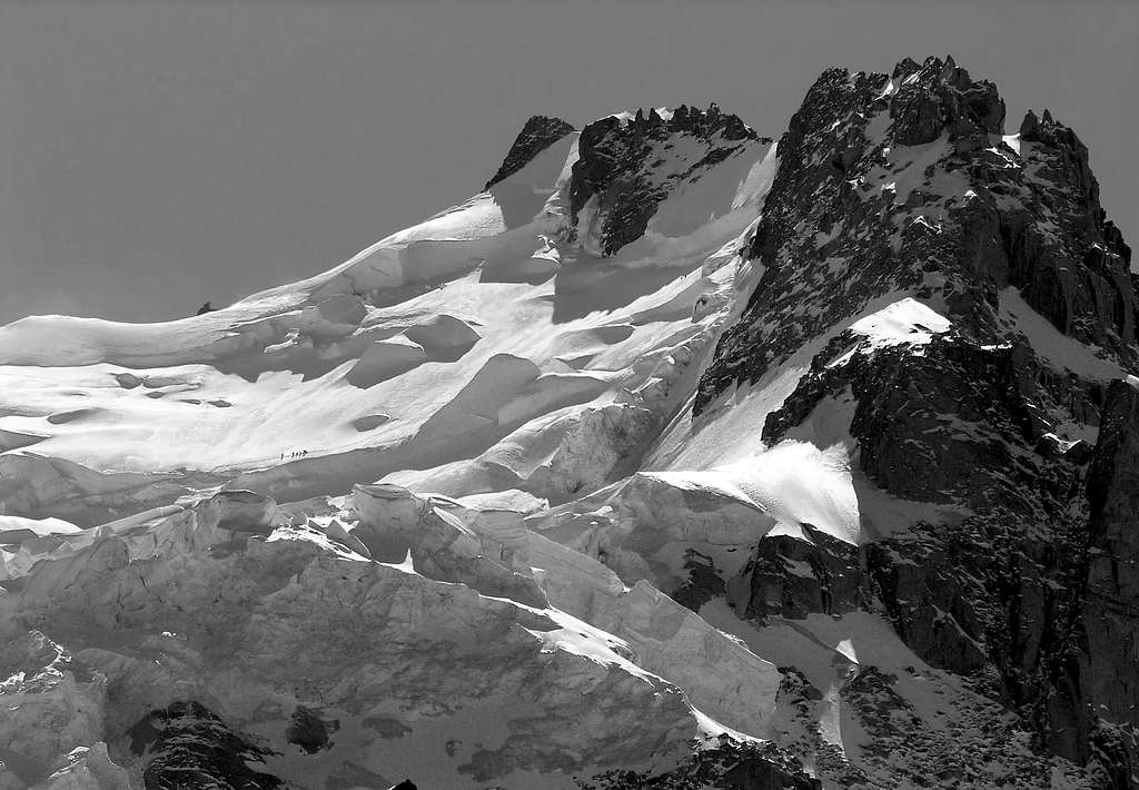 Mont Maudit (4465 m), serracs on the north side.