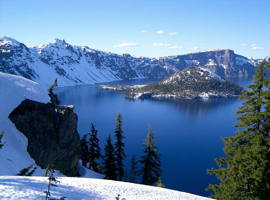 Wizard Island Rising from the Waters of Crater Lake