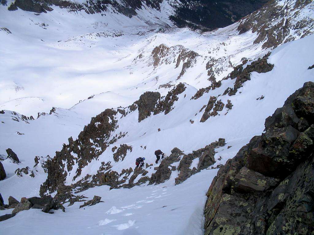 Climbers in Crux of NW face