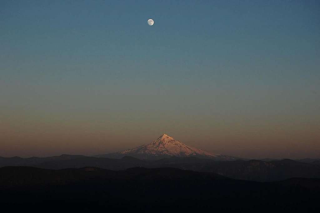 The moon and Mt. Hood