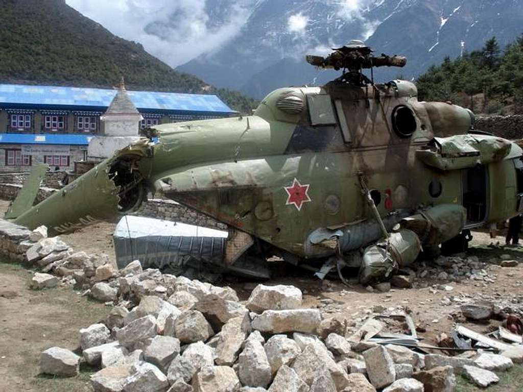 Military Helicopter Crash Above Namche 12000ft