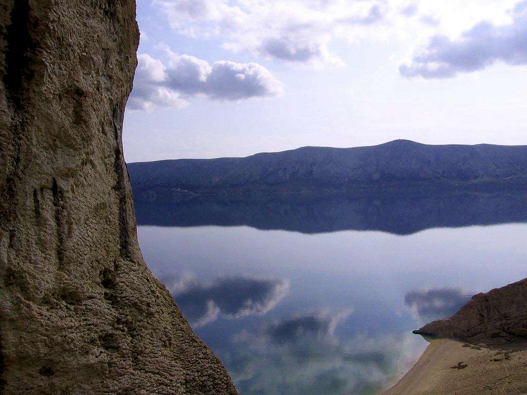 Mirroring water. Scenery from the top standing.