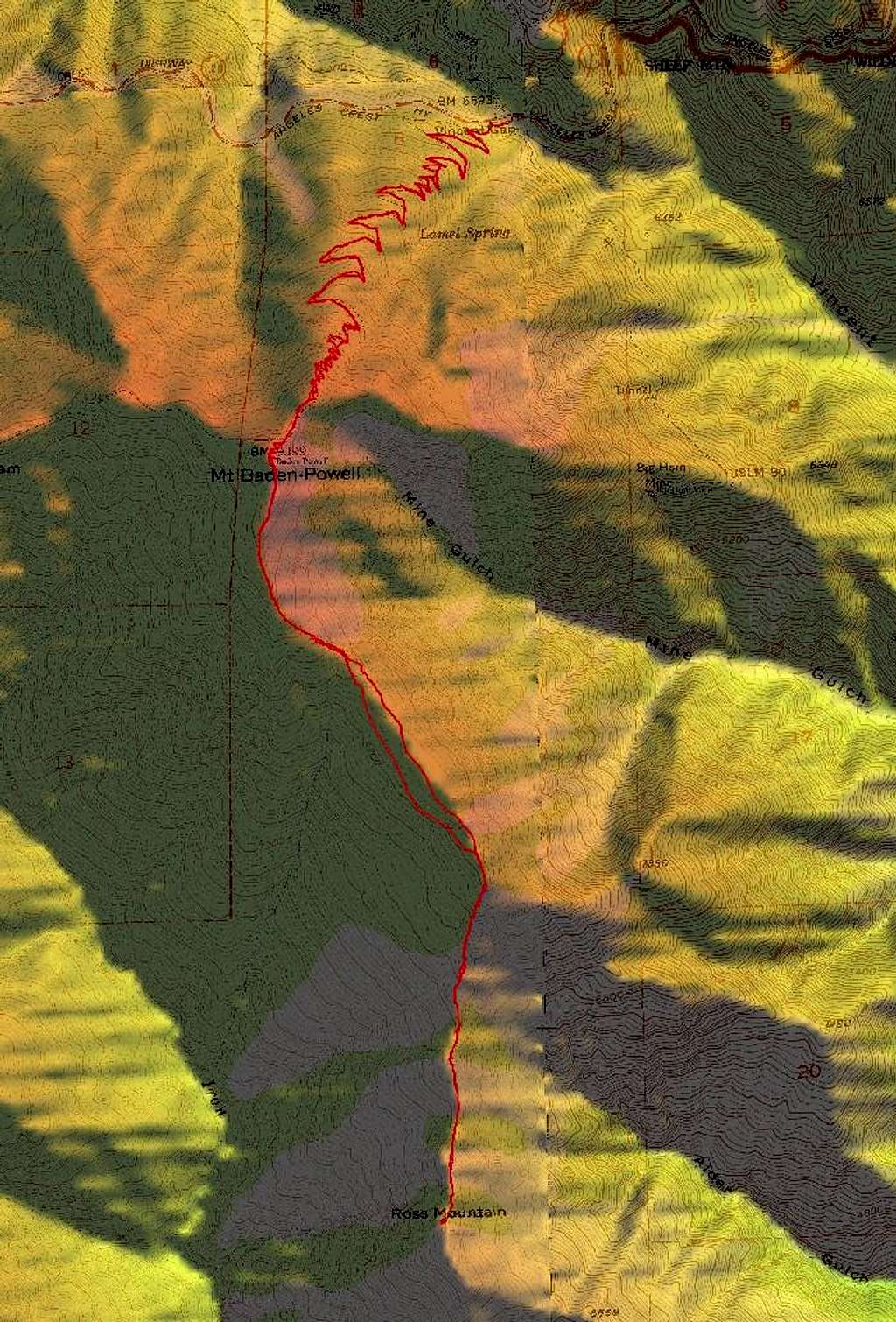 GPS Track  to Ross Mountain from Vincent Gap