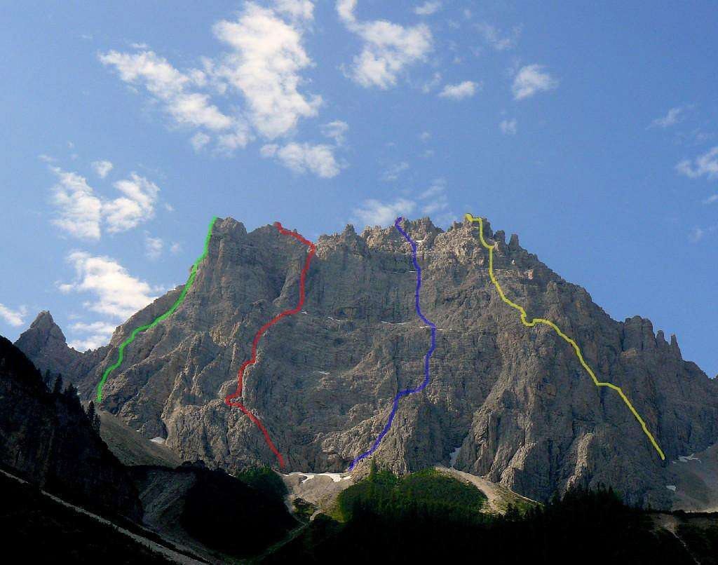 Crìdola - routes on the north face