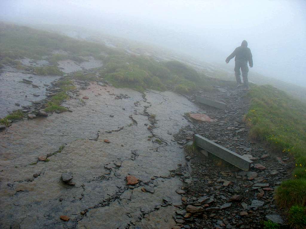 Hiker in the mist