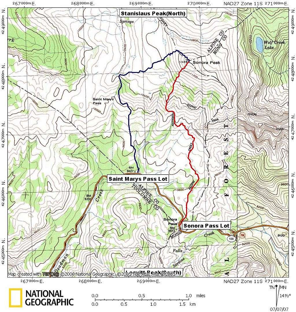 Sonora Peak Routes