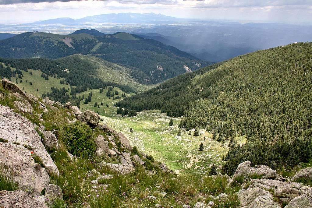 View from ridge to Sierra Blanca