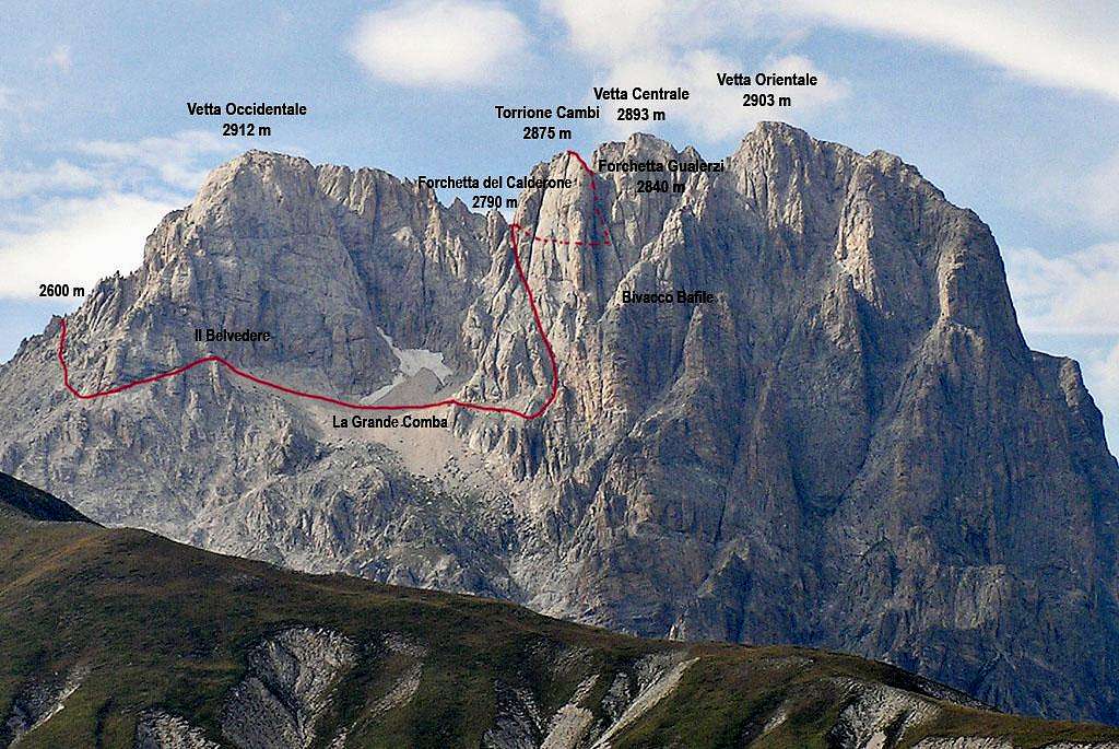 Torrione Cambi - Normal Route seen from South