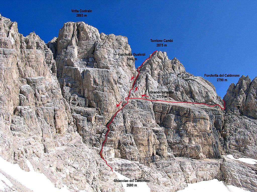 Torrione Cambi - Normal Route from North
