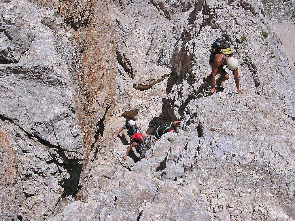 Climbing to Forchetta del Calderone