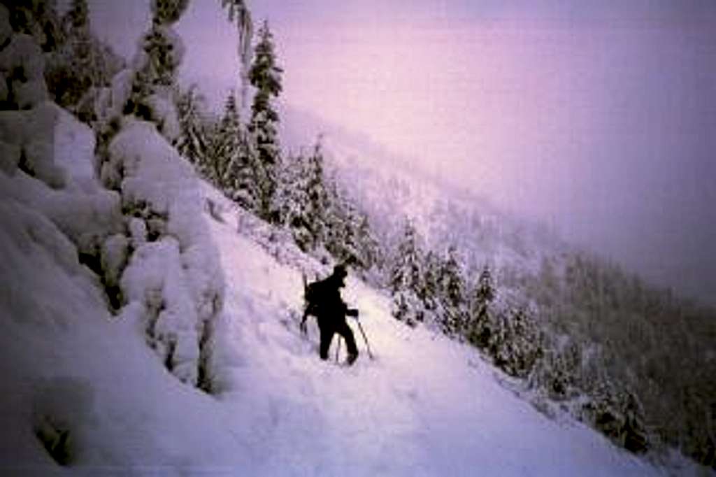 Traversing the avalanche zone.